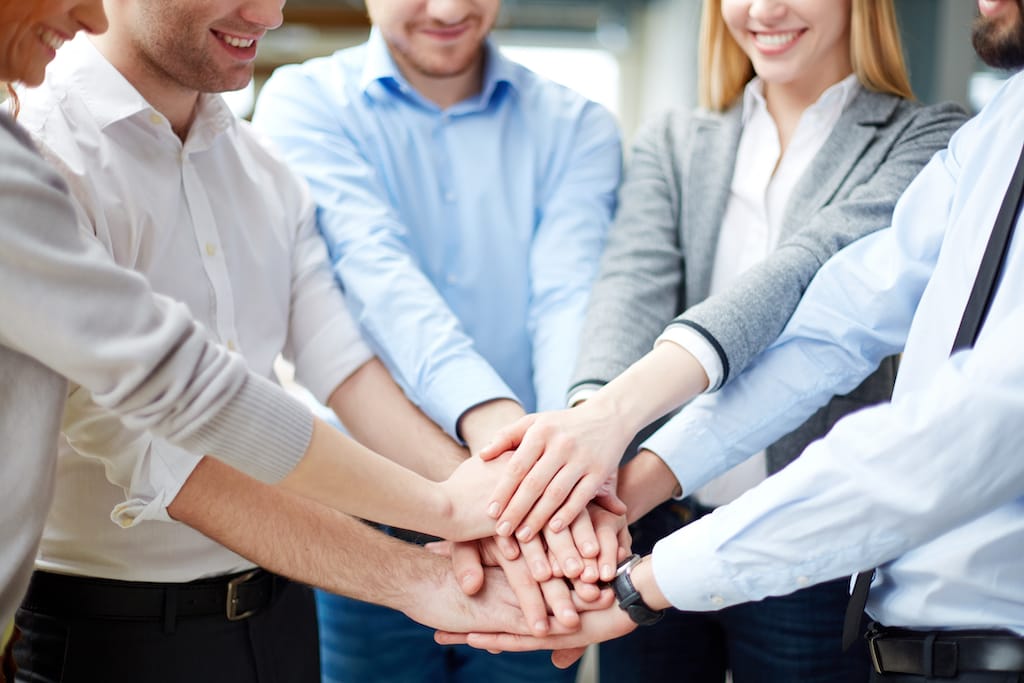 6 Arms Of Business Partners Keeping Their Hands On Top Of Each Other Symbolizing Teamwor SBI 300723695